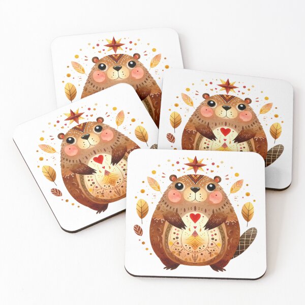 Item preview, Scandinavian Folk Art Cute Chubby Beaver designed and sold by FOLK ART FUSION by heidiannemorris.