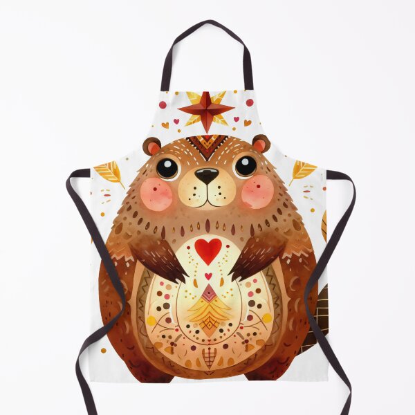 Item preview, Scandinavian Folk Art Cute Chubby Beaver designed and sold by FOLK ART FUSION by heidiannemorris.
