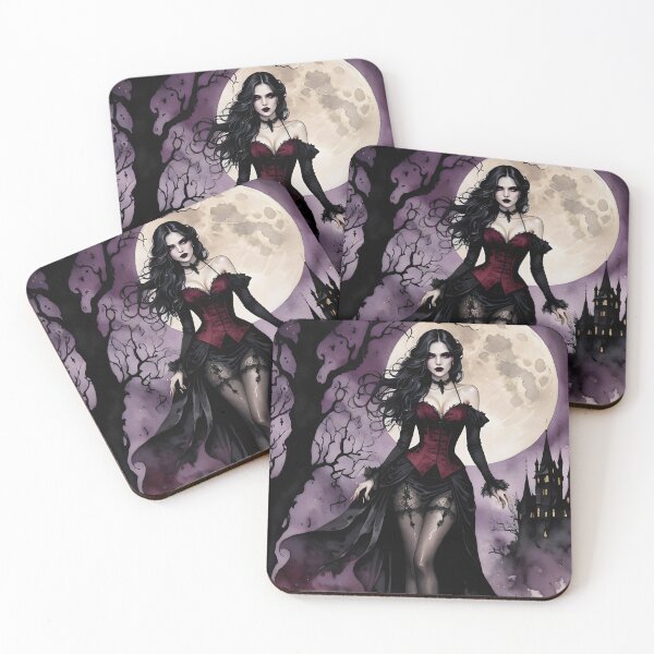 Item preview, Gothic Vampire Girl & Moonlit Manor designed and sold by ByteyCreatives.