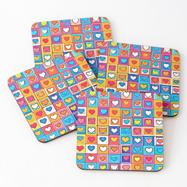 Item preview, Cartoonish Love Squares Art designed and sold by Health And Fitness Posts e-Store.