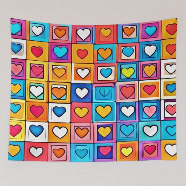 Item preview, Cartoonish Love Squares Art designed and sold by Health And Fitness Posts e-Store.