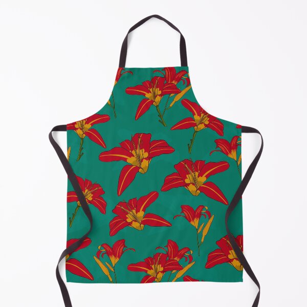 Item preview, Red Daylily Pattern with Green Background designed and sold by danibelldesigns.