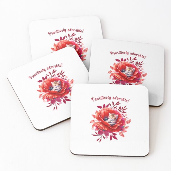 Item preview, Pawsitively Adorable kitten sleeping in a red flower arrangement designed and sold by Lumia Creations.