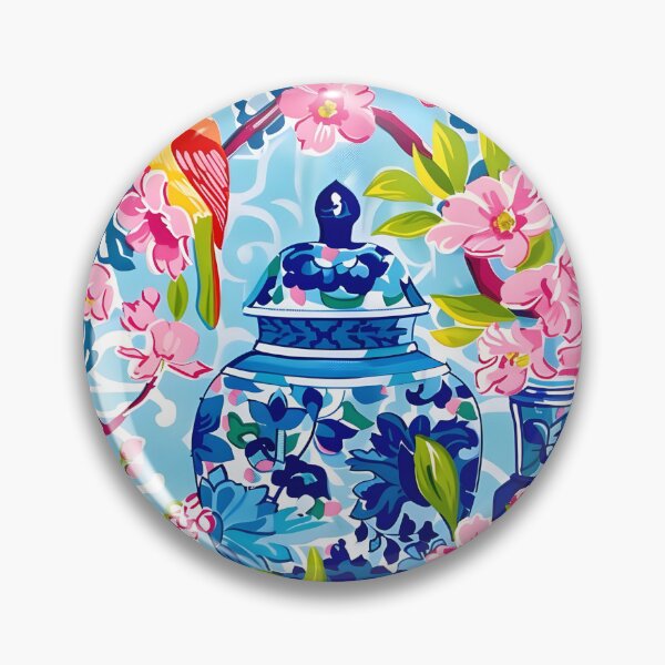 Item preview, Cherry blossom branches and blue and white ginger jars designed and sold by SophieClimaArt.