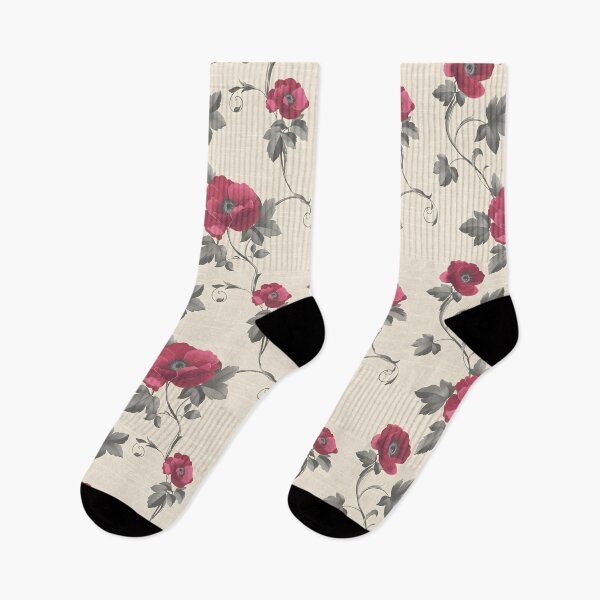 Item preview, Red poppies on beige background designed and sold by pawmad.