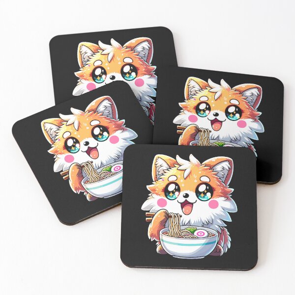 Item preview, Cute Fox Kawaii Eat Sushi Ramen Japanese Food Anime designed and sold by Artistoos.