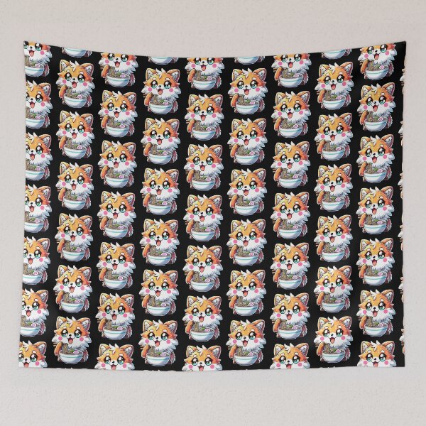 Item preview, Cute Fox Kawaii Eat Sushi Ramen Japanese Food Anime designed and sold by Artistoos.