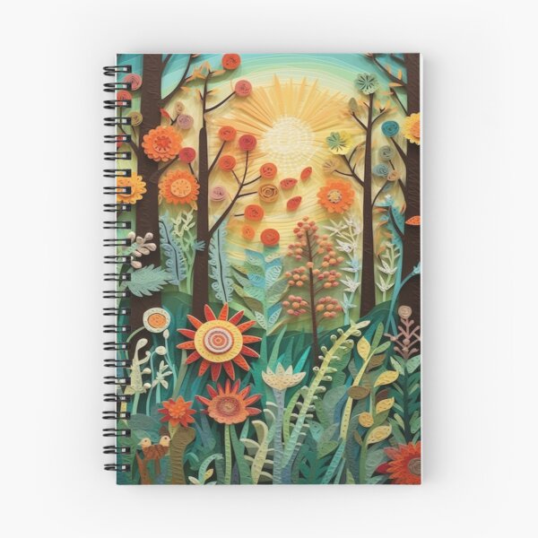 Item preview, Joyful Orchard Oasis, Paper quill, Folk Art, Colorful Whimsical Quilled Paper Forest  designed and sold by AmandaArcane.