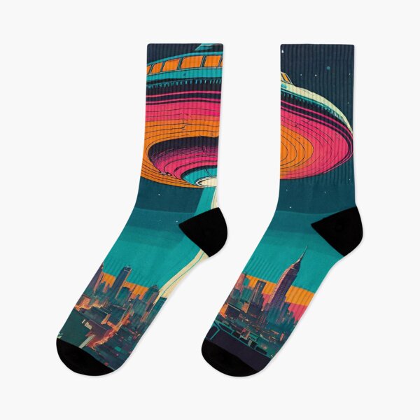 Item preview, Cityscape Abduction: UFO Hovering Over Urban Metropolis designed and sold by GrizzlyCollective.