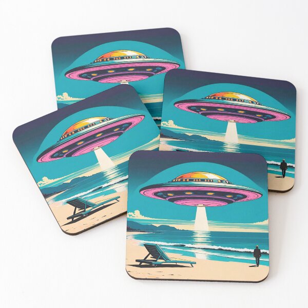 Item preview, Coastal Encounter: UFO Over Rolling Waves designed and sold by GrizzlyCollective.