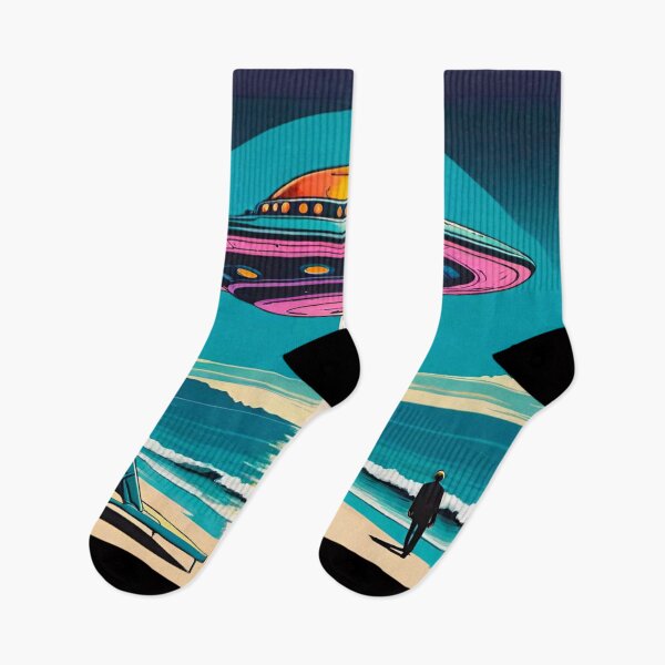 Item preview, Coastal Encounter: UFO Over Rolling Waves designed and sold by GrizzlyCollective.