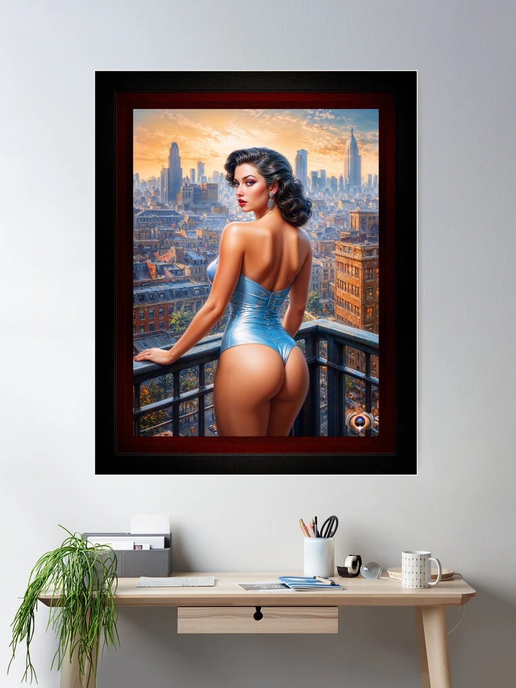 A Pin Up Girl View At Dusk Mesmerizing AI Concept Art by Xzendor7 Room Decor Poster Art Print