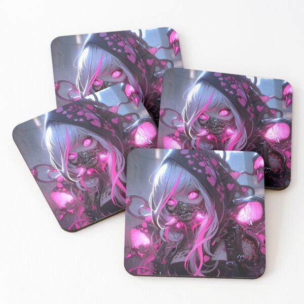 Item preview, Radiant Pink Cyberpunk Horror Anime Girl designed and sold by bubblegoth.