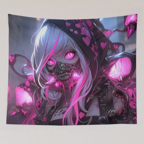 Item preview, Radiant Pink Cyberpunk Horror Anime Girl designed and sold by bubblegoth.