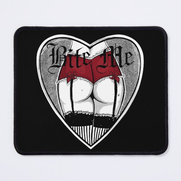 Item preview, Booty Bite - black and white sexy cartoon, comics butt, heart shaped sticker, dark red lingerie, designed and sold by SSINAMOON.