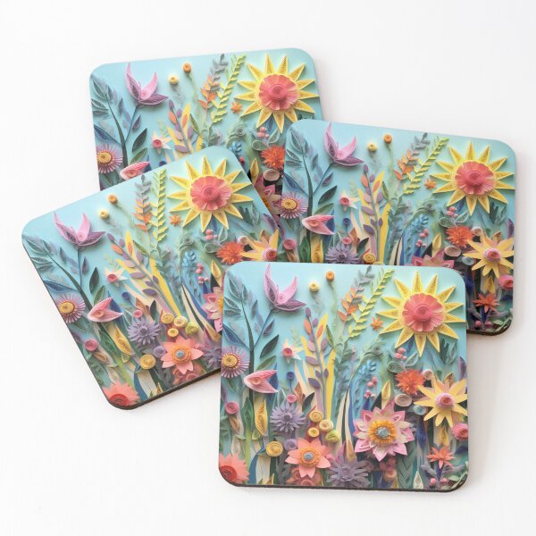 Item preview, Playful Pasture Paradise, Paper Quilled Colorful Floral Folk Art  designed and sold by AmandaArcane.