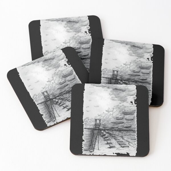 Item preview, Cancun Beach cloudy black and white designed and sold by JoseloRochaArt.