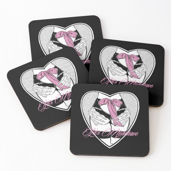 Item preview, Let’s Misbehave - skeleton hands on gothic booty, black and white sexy cartoon, comics butt, heart shaped sticker, dark red lingerie, designed and sold by SSINAMOON.