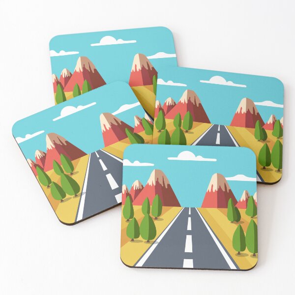 Item preview, Vector illustration of a mountain cartoon road landscape designed and sold by Familyshmot.