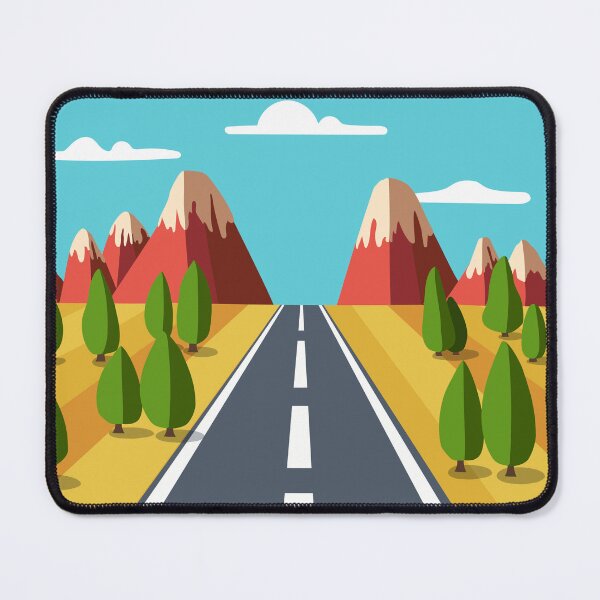 Item preview, Vector illustration of a mountain cartoon road landscape designed and sold by Familyshmot.
