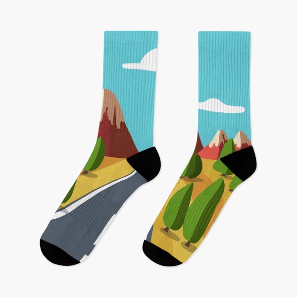 Item preview, Vector illustration of a mountain cartoon road landscape designed and sold by Familyshmot.