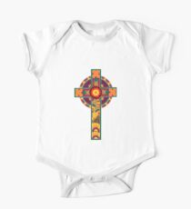 Colorful Celtic Cross with Floral Design One Piece - Short Sleeve