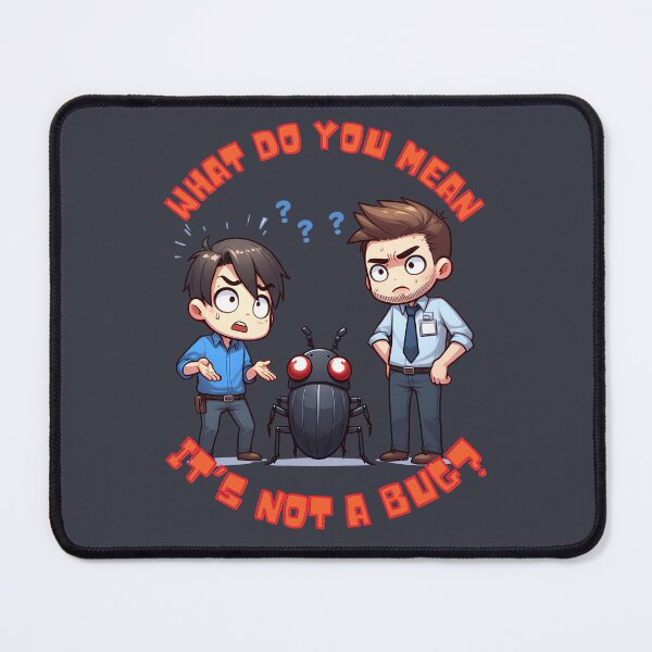 Item preview, Funny cartoon software engineer humor what do you mean it's not a bug? designed and sold by TiredEngineer86.