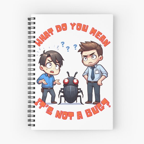 Item preview, Funny cartoon software engineer humor what do you mean it's not a bug? designed and sold by TiredEngineer86.
