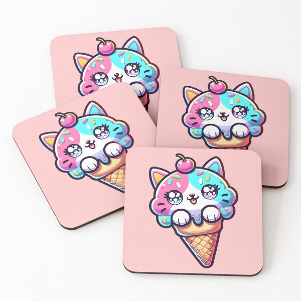 Item preview, kawaii rainbow ice cream kitty designed and sold by designbykev.