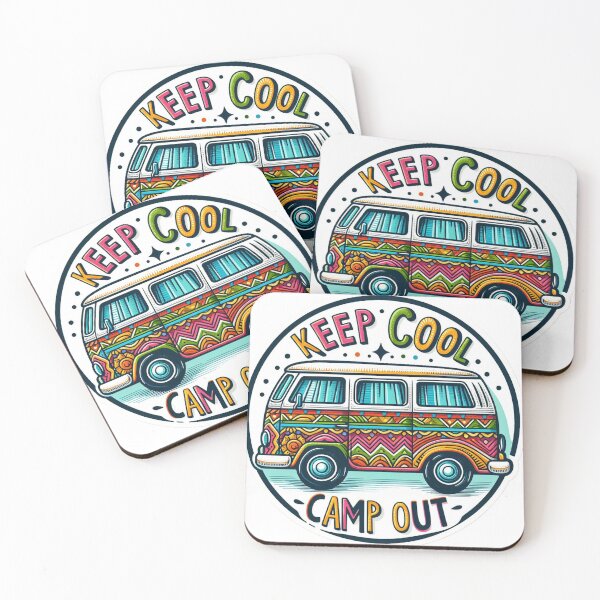Item preview, Keep Cool Camp Out Sticker Camper Bus Lifestyle Sticker designed and sold by Lichtbildfang.