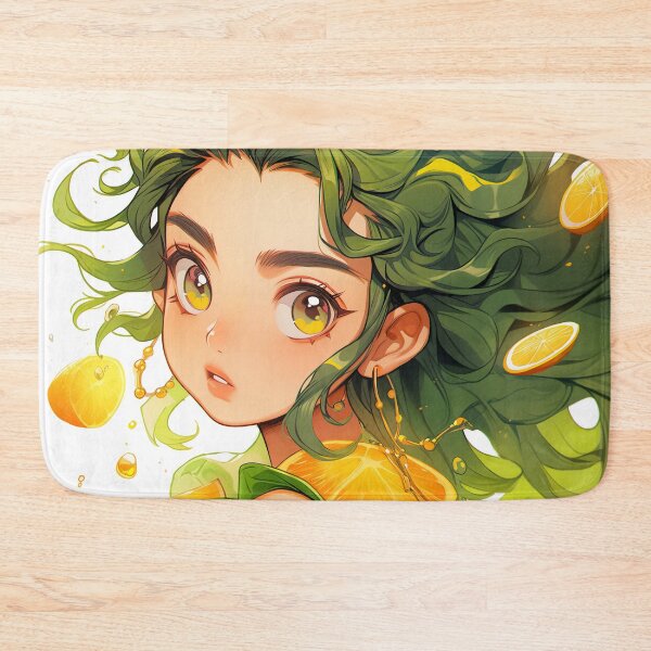Item preview, Vibrant Green and Citrus Anime Girl designed and sold by bubblegoth.