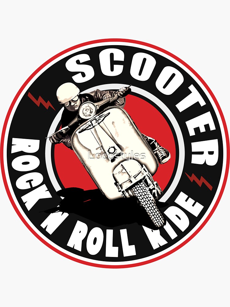"Classic Scooter Rider" Sticker for Sale by Locostyles Redbubble