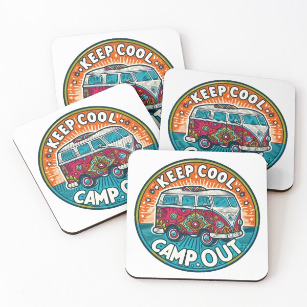 Item preview, Keep Cool Camp Out Sticker Camper Bus Lifestyle Sticker 3 designed and sold by Lichtbildfang.