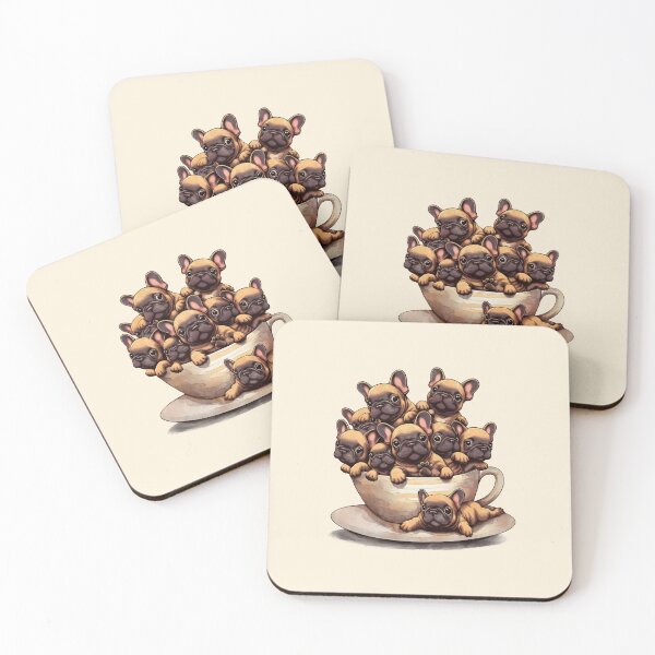Item preview, French bulldogs and Tea! cute pet, Frenchie lovers or owners, dog lovers designed and sold by Collagedream.