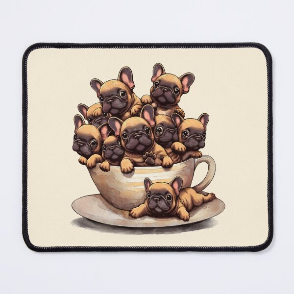 Item preview, French bulldogs and Tea! cute pet, Frenchie lovers or owners, dog lovers designed and sold by Collagedream.