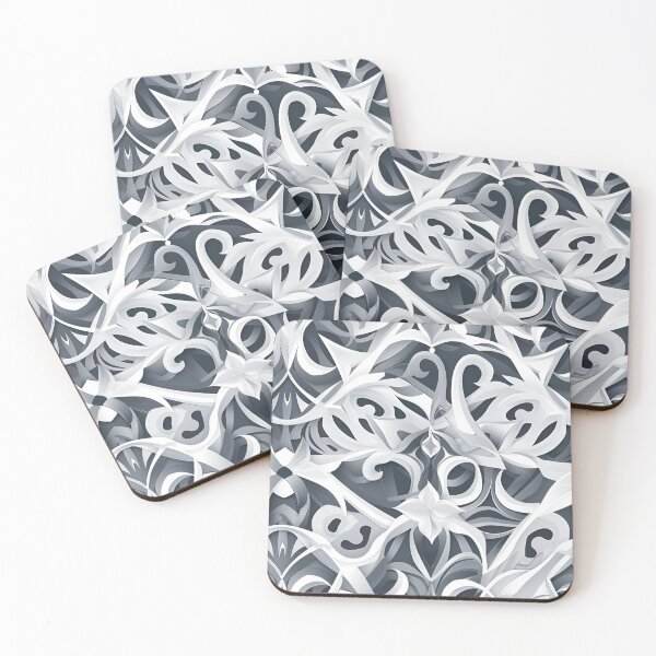 Item preview, abstract seam pattern with white and black shapes, abstract art, seam pattern, black and white design, geometric shapes, designed and sold by Angpau.