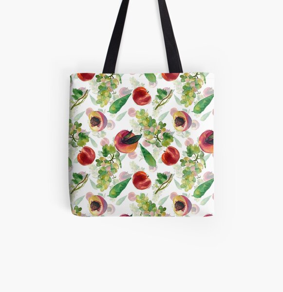 grapes and peaches All Over Print Tote Bag