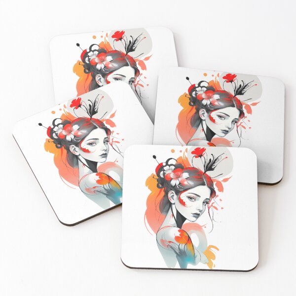 Item preview, A woman with a flowers. Multicolored art. A sketch. Fashionable print. designed and sold by Harmonysens.