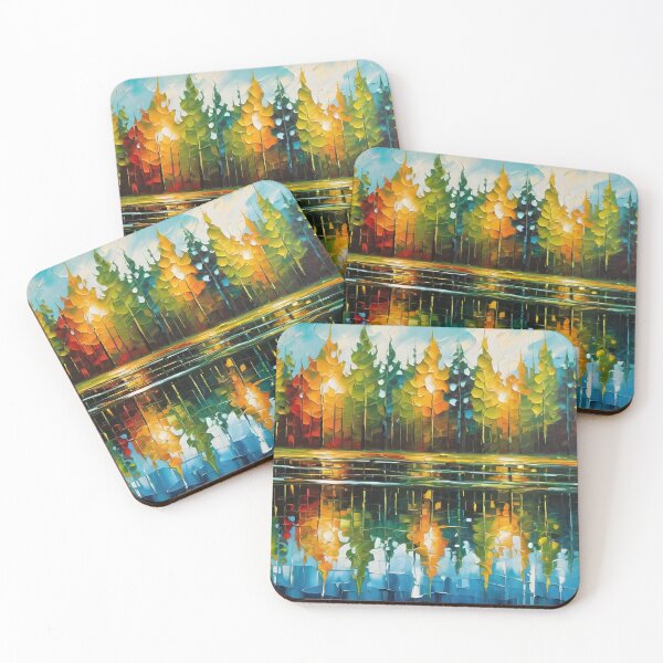 Item preview, oil painting trees in forest with reflection designed and sold by KarloCuki.