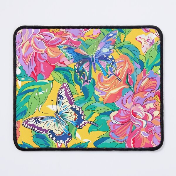 Item preview, Peonies and Monarch butterflies in 70s style designed and sold by SophieClimaArt.