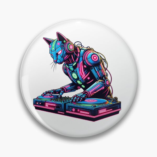 Item preview, Neon Robo-Cat DJ designed and sold by RetroPop23.