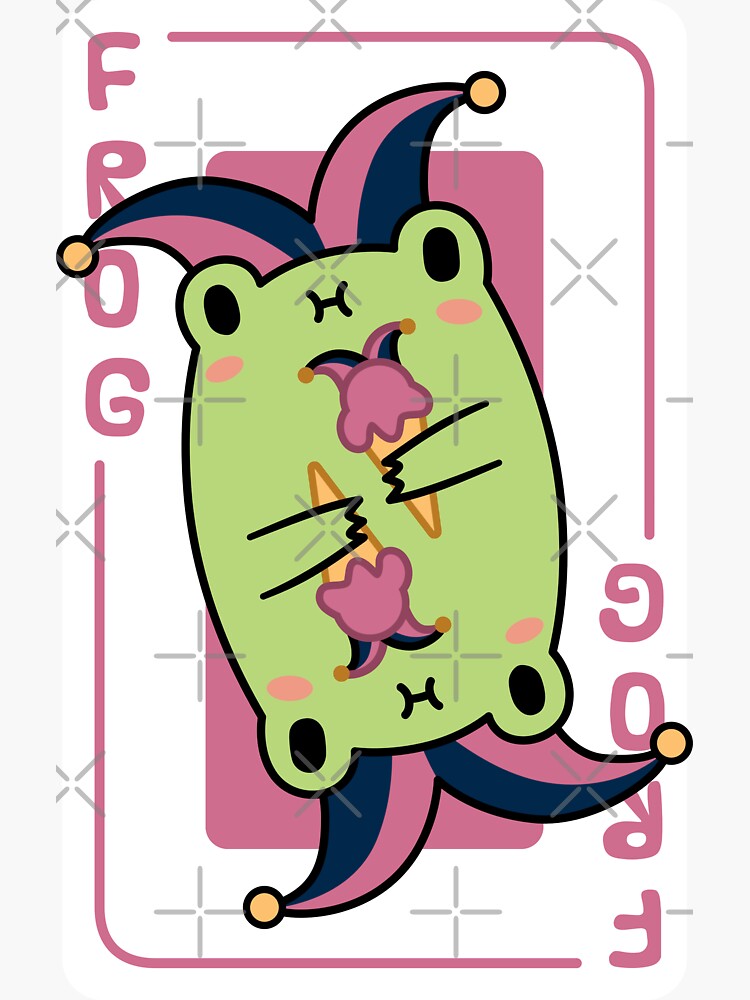 Thumbnail 3 of 3, Sticker, Cute Frog Joker Card designed and sold by ElectricFangs.