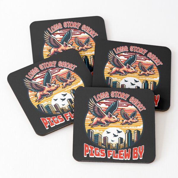 Item preview, Long story short pigs flew by - funny pigs with wings designed and sold by JoksterHaven.