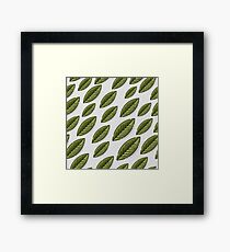 Seamless sample with leaves on gray background. Framed Print