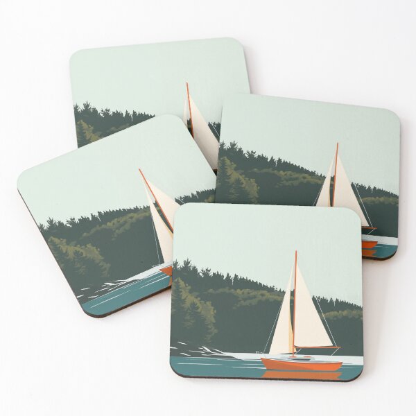 Item preview, Sailing Fan | Orange Sailboat White Sail Lake designed and sold by RR-Arts.