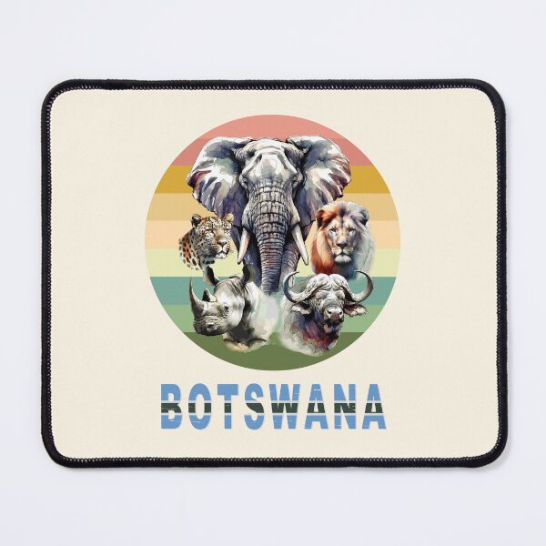 Item preview, Botswana Big 5 Watercolor on Retro Sunset for Botswana Fans designed and sold by Scotch Macaskill.