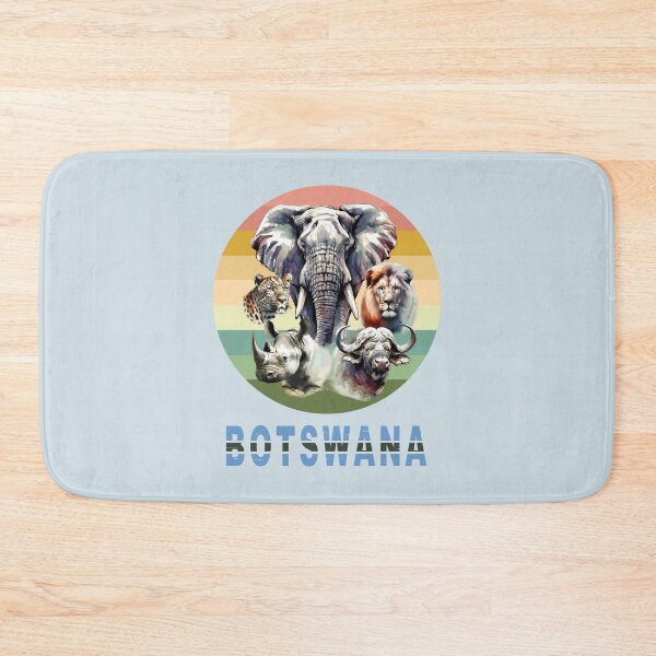 Item preview, Botswana Big 5 Watercolor on Retro Sunset for Botswana Fans designed and sold by Scotch Macaskill.