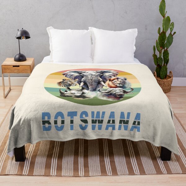 Item preview, Botswana Big 5 Watercolor on Retro Sunset for Botswana Fans designed and sold by Scotch Macaskill.