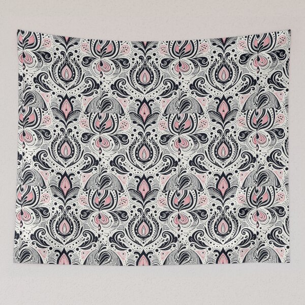 Item preview, Chic Pink Black Paisley Art Print - Feminine Boho Wall Decor designed and sold by Era-Swing.