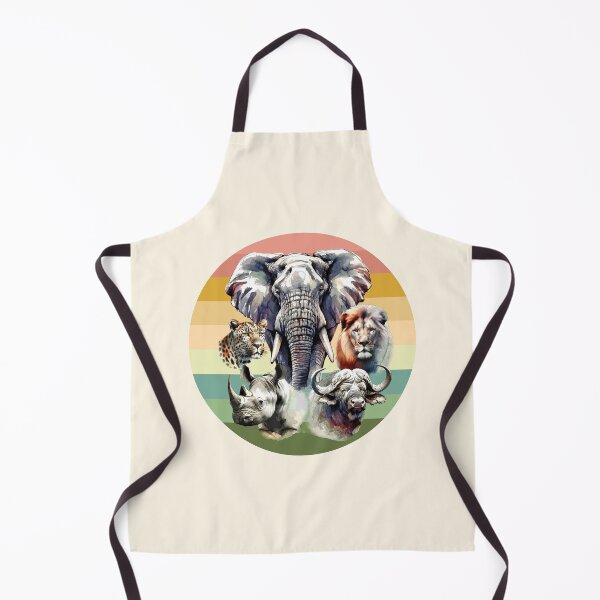 Item preview, Africa's Big 5 Watercolor on Retro Sunset for Wildlife Fans designed and sold by Scotch Macaskill.
